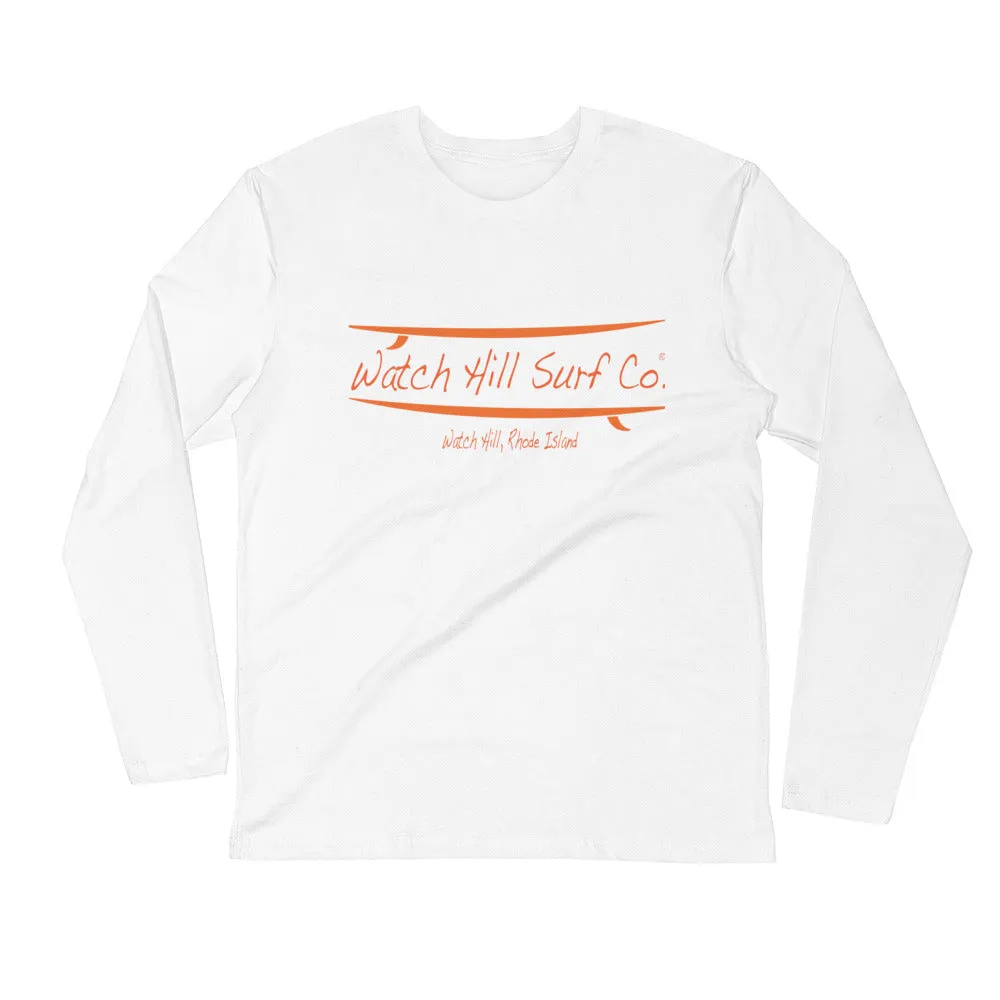Watch Hill Surf Co. 'Parallel Boards' Premium Long Sleeve Fitted Crew (Orange)