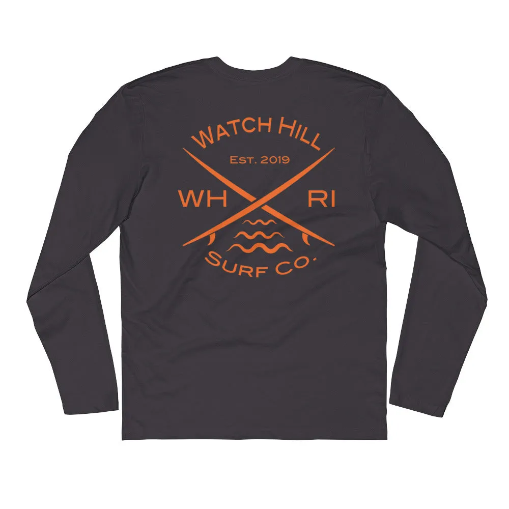 Watch Hill 'Surf Co.’ Premium Long Sleeve Fitted Crew (Orange)