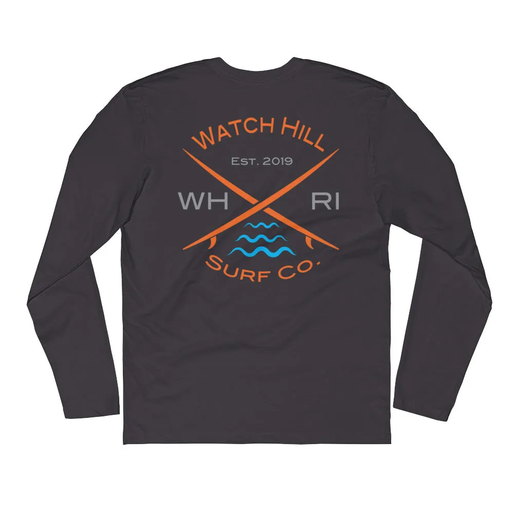 Watch Hill 'Surf Co.’ Premium Long Sleeve Fitted Crew (Orange/Grey/Cyan)