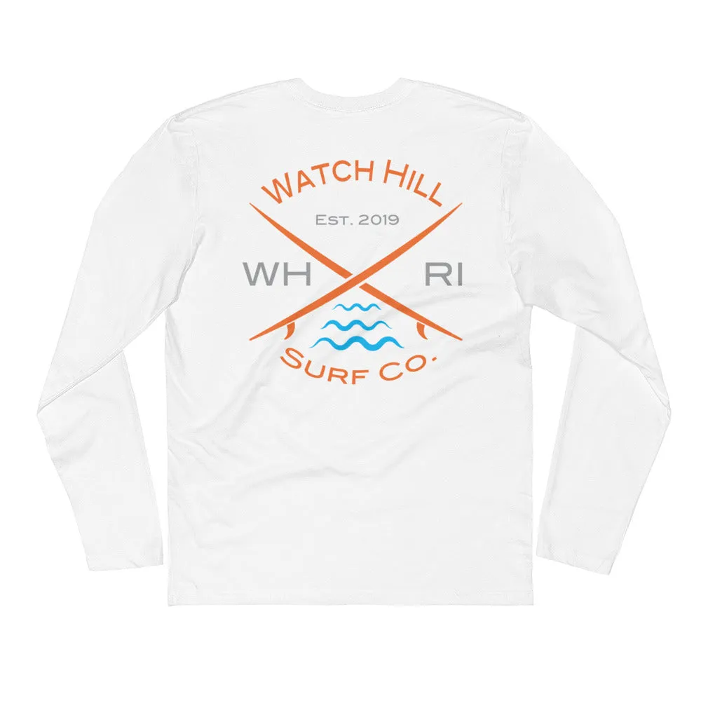 Watch Hill 'Surf Co.’ Premium Long Sleeve Fitted Crew (Orange/Grey/Cyan)