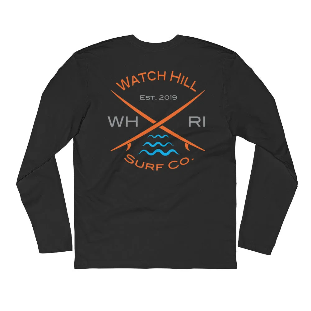 Watch Hill 'Surf Co.’ Premium Long Sleeve Fitted Crew (Orange/Grey/Cyan)