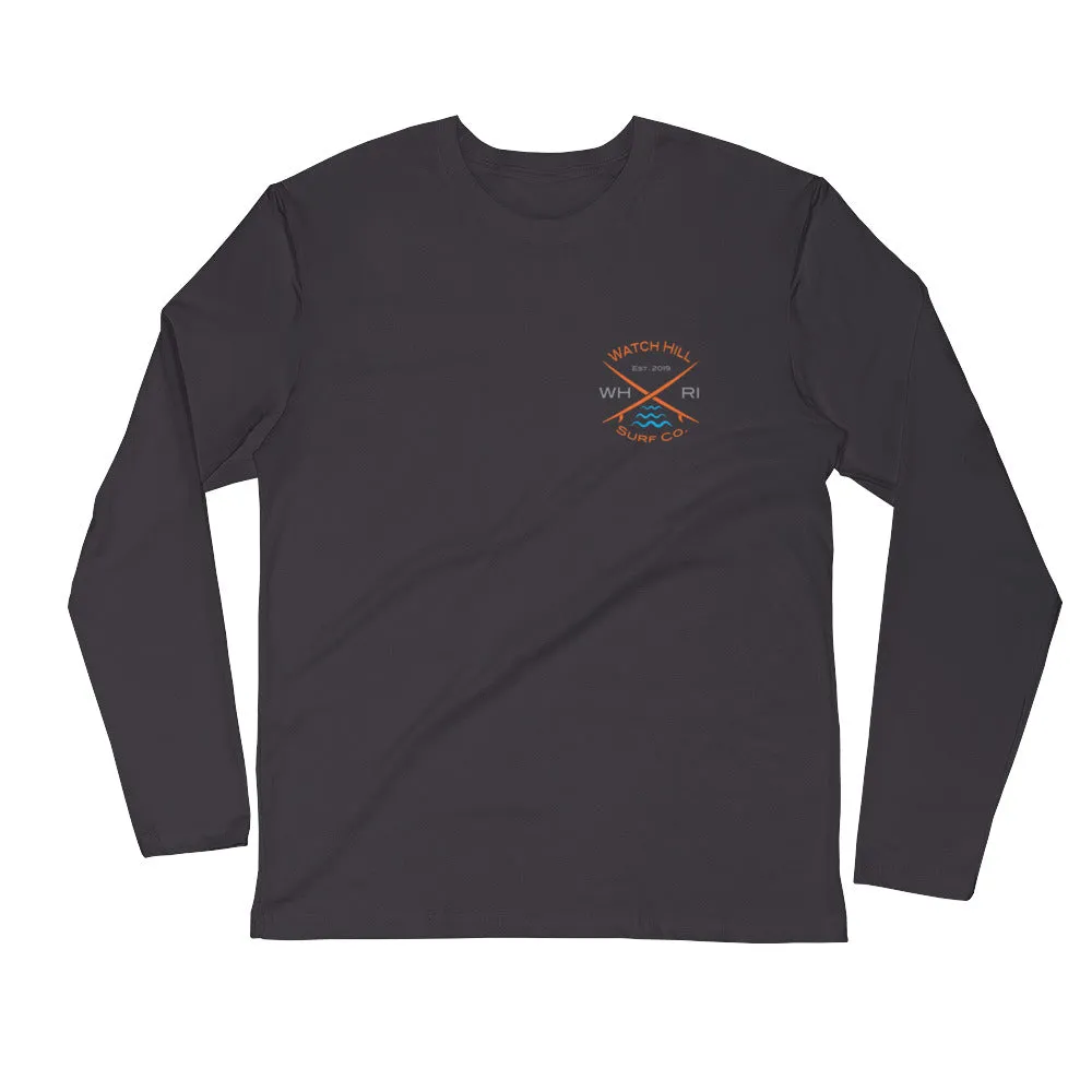Watch Hill 'Surf Co.’ Premium Long Sleeve Fitted Crew (Orange/Grey/Cyan)