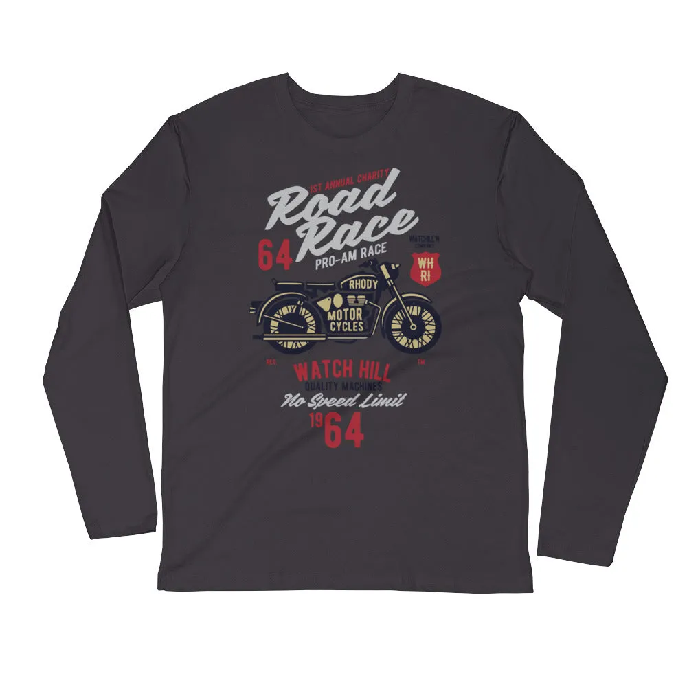 Watchill’n ‘Road Race’ Premium Long Sleeve Fitted Crew (Maroon/Grey)