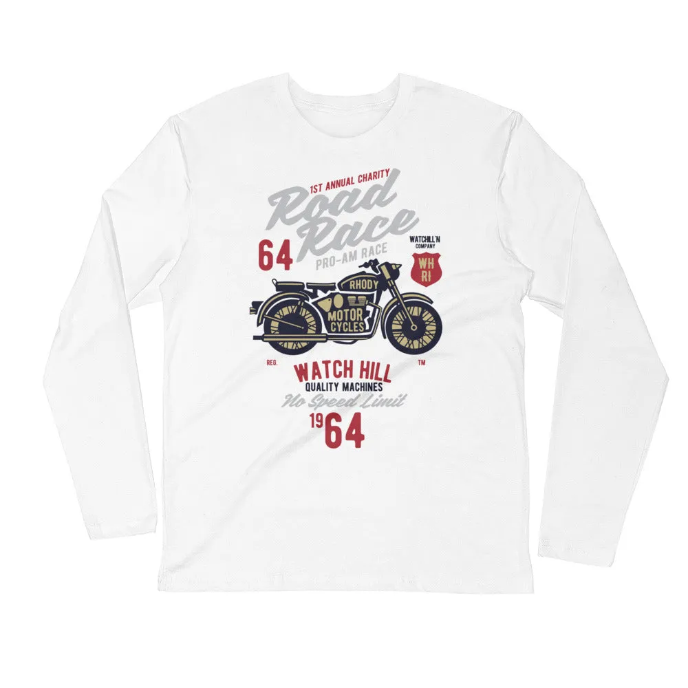 Watchill’n ‘Road Race’ Premium Long Sleeve Fitted Crew (Maroon/Grey)
