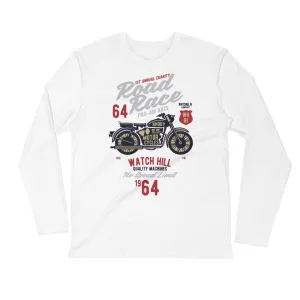 Watchill’n ‘Road Race’ Premium Long Sleeve Fitted Crew (Maroon/Grey)