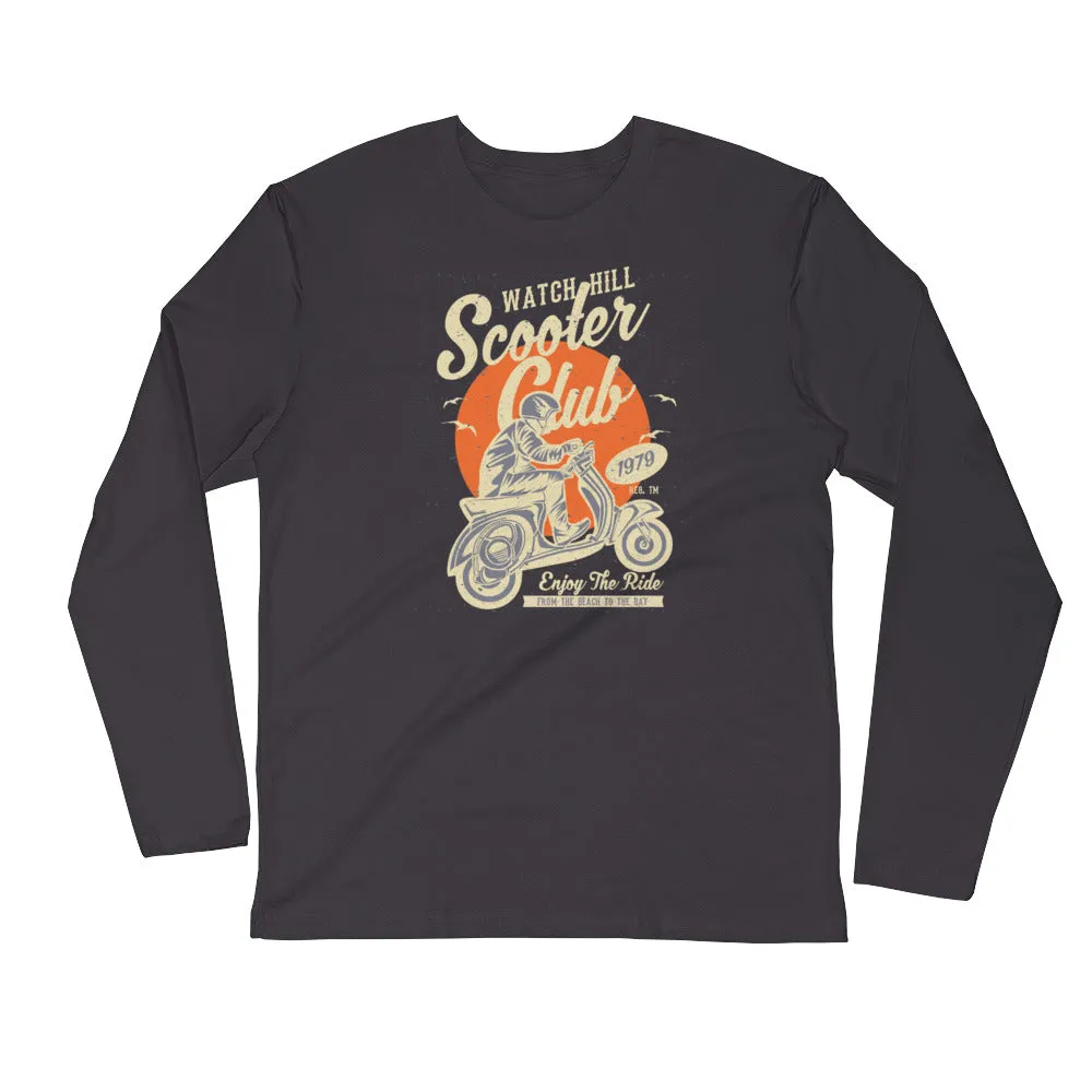 Watchill’n ‘Scooter Club’ Premium Long Sleeve Fitted Crew (Creme/Orange)
