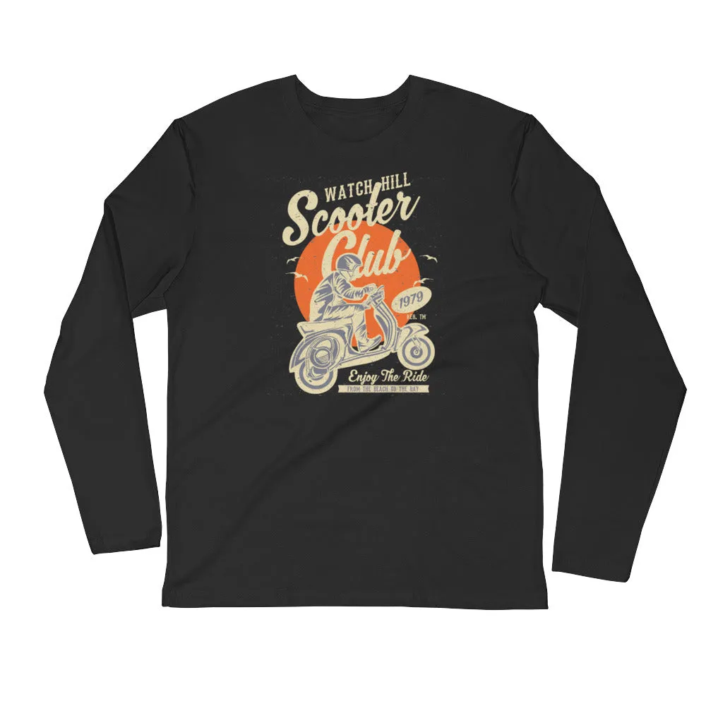 Watchill’n ‘Scooter Club’ Premium Long Sleeve Fitted Crew (Creme/Orange)