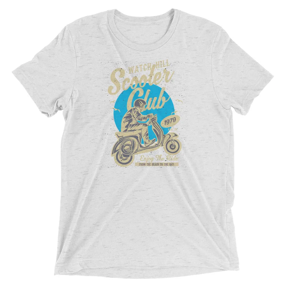 Watchill’n ‘Scooter Club’ Unisex Short Sleeve t-shirt (Creme/Cyan)
