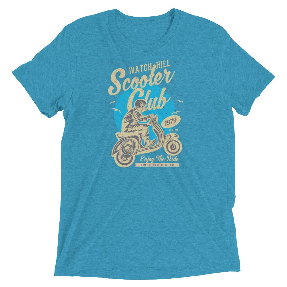 Watchill’n ‘Scooter Club’ Unisex Short Sleeve t-shirt (Creme/Cyan)
