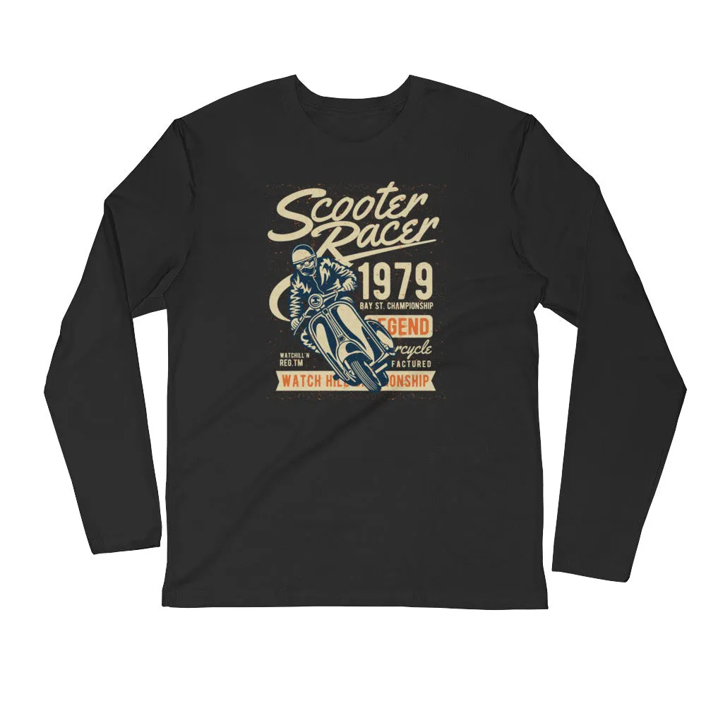 Watchill’n ‘Scooter Racer’ Premium Long Sleeve Fitted Crew (Tan/Orange)