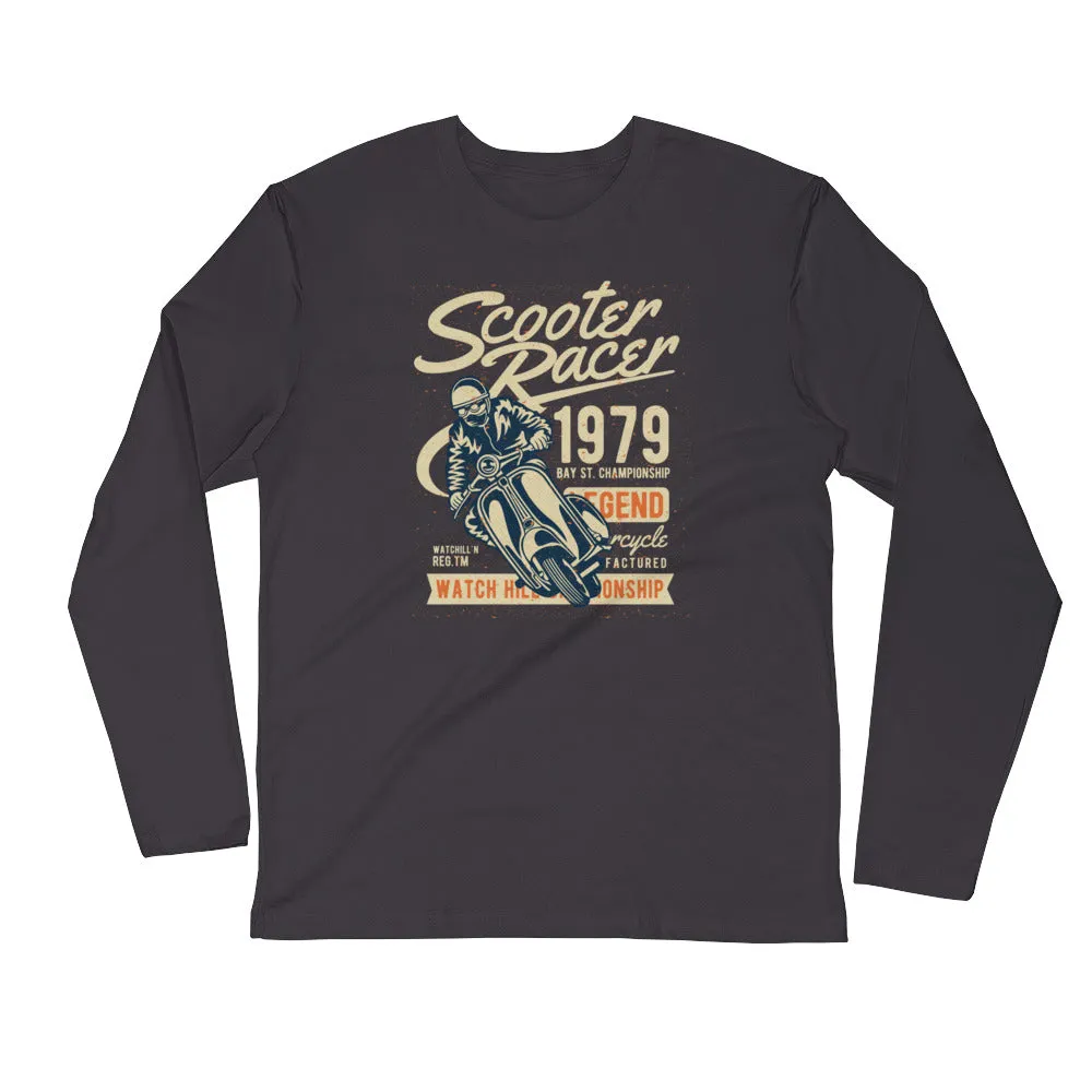 Watchill’n ‘Scooter Racer’ Premium Long Sleeve Fitted Crew (Tan/Orange)