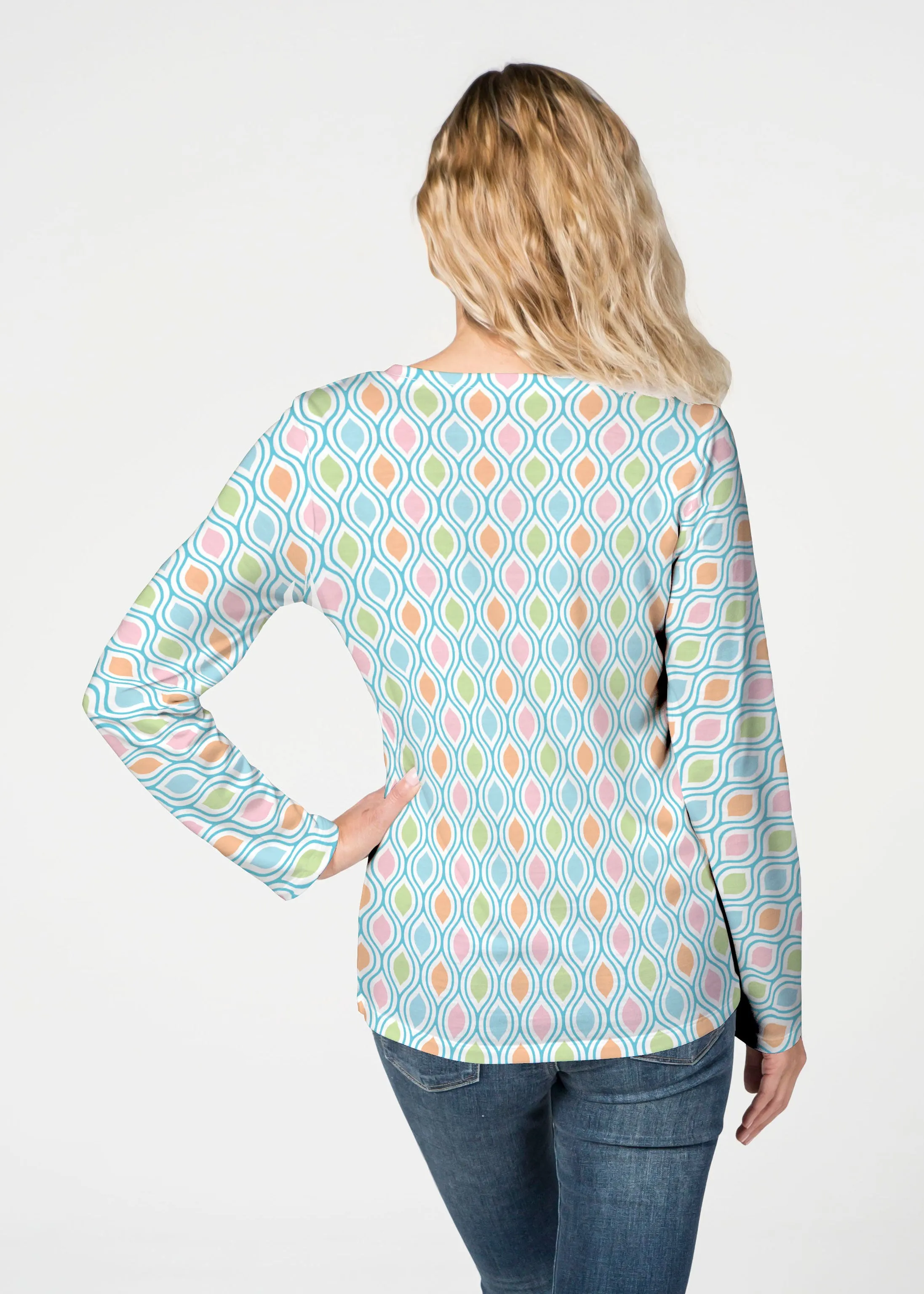 Waves of Sherbet (25072) ~ French Terry V-neck Top