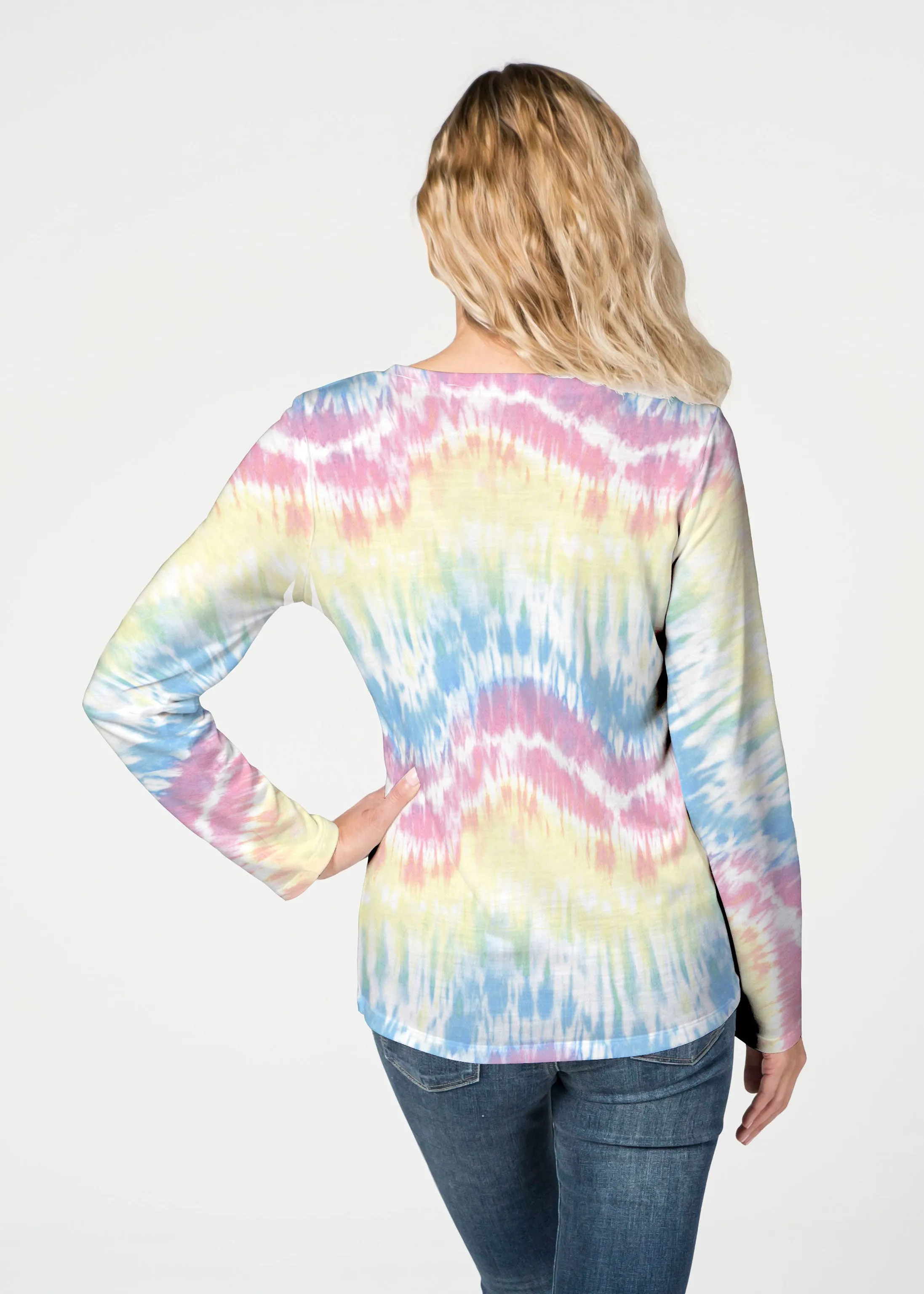 Waves Tie Dye (7896) ~ French Terry V-neck Top
