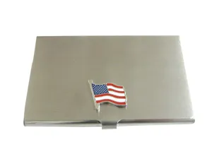Waving USA American Flag Business Card Holder