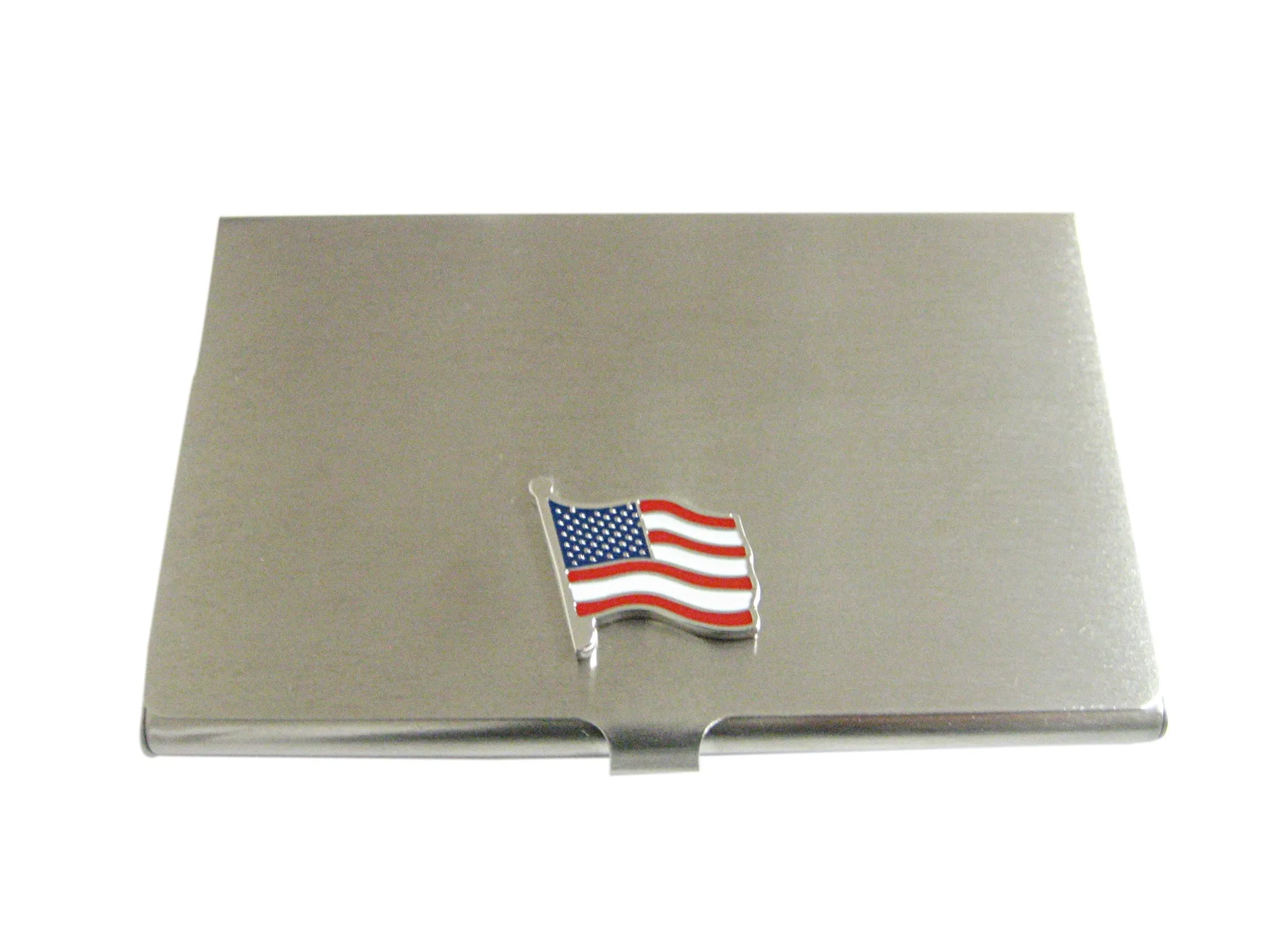 Waving USA American Flag Business Card Holder