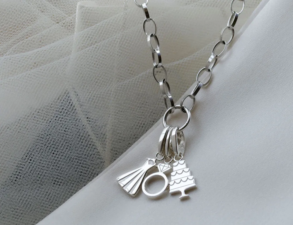 WEDDING DRESS CHARM IN STERLING SILVER
