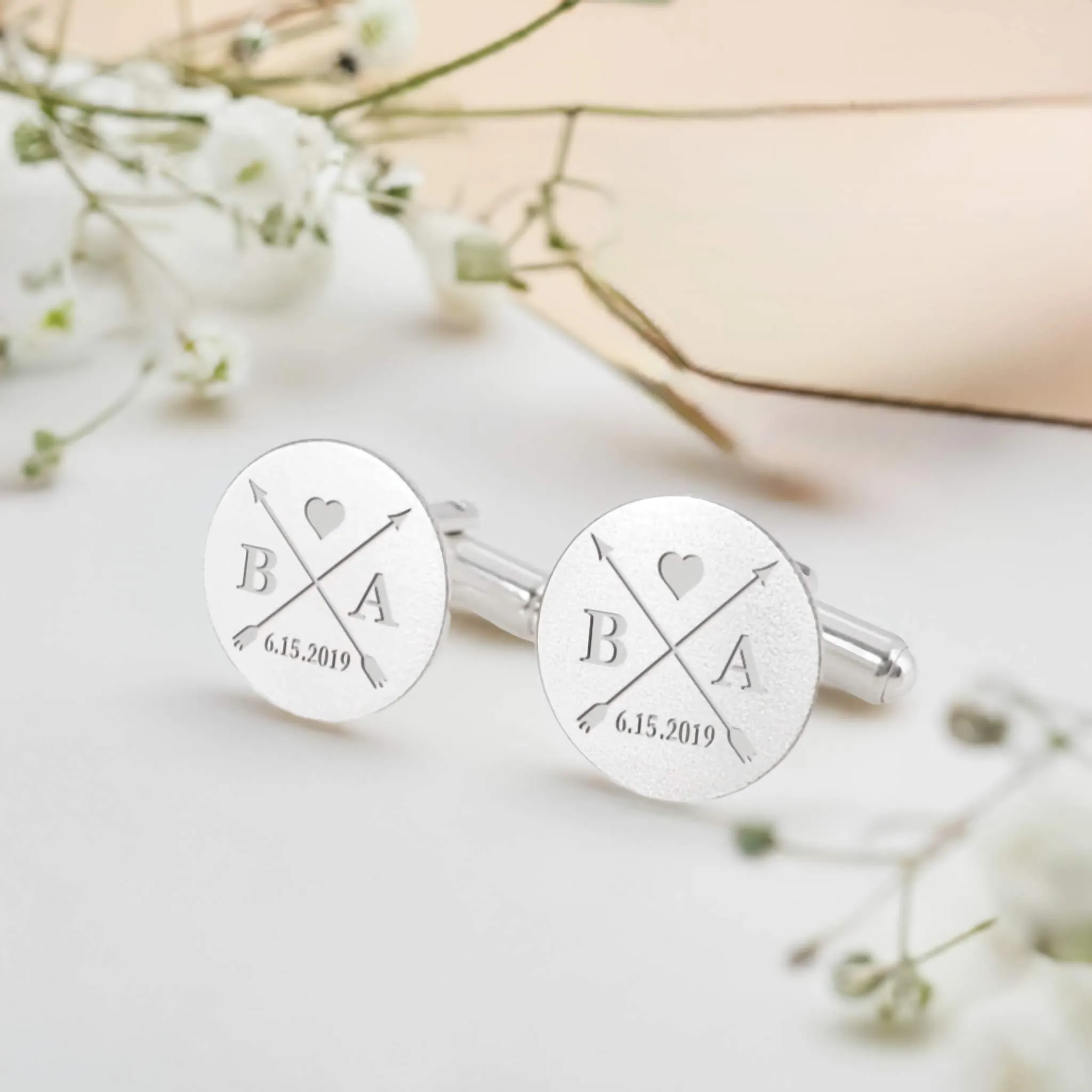 Wedding Gold Cufflinks with Initials Personalized Gift for Man