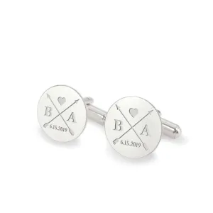 Wedding Gold Cufflinks with Initials Personalized Gift for Man