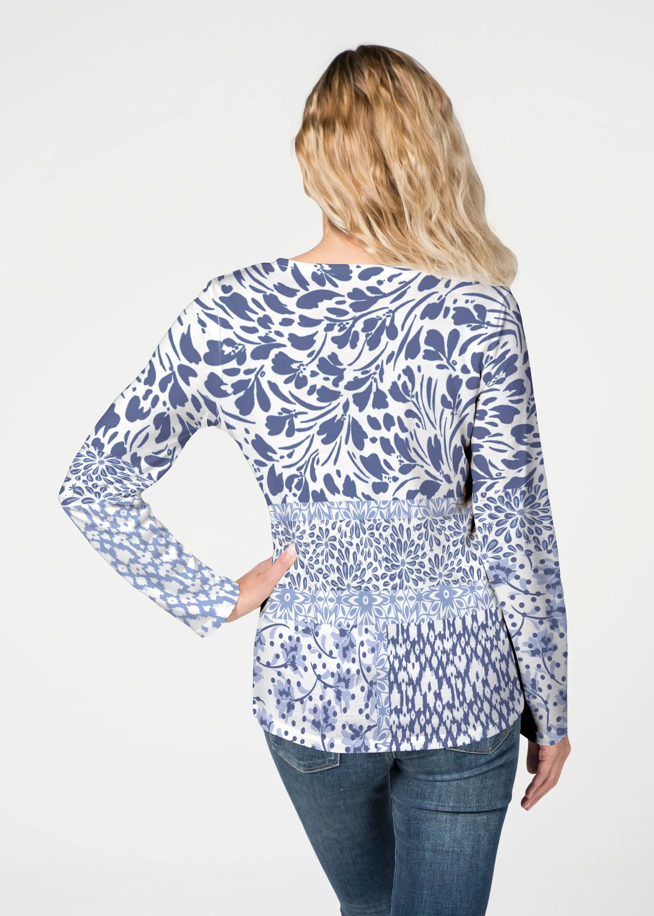 Whimsical Blue (13560) ~ French Terry V-neck Top