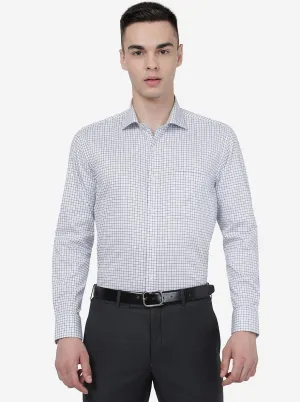 White & Blue Checked Regular Fit Formal Shirt | JadeBlue