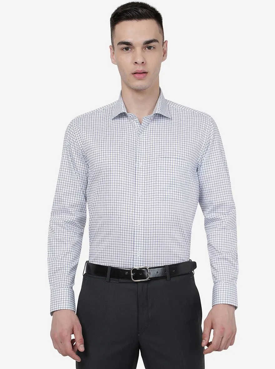 White & Blue Checked Regular Fit Formal Shirt | JadeBlue