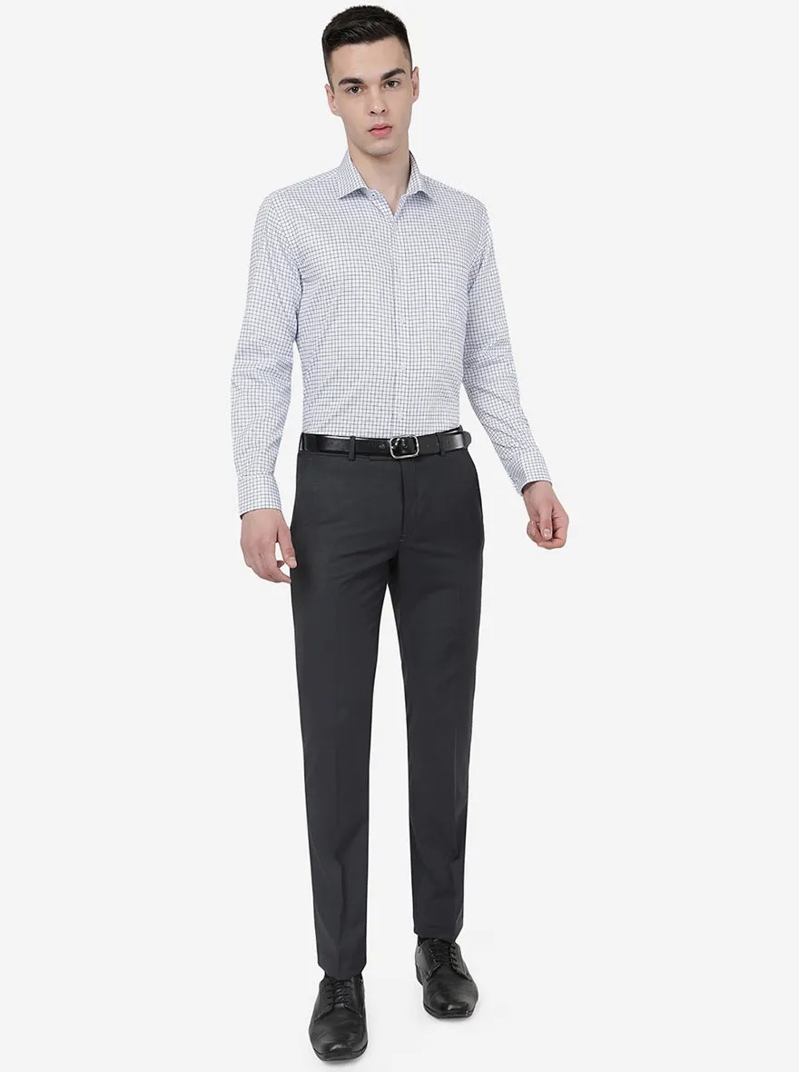 White & Blue Checked Regular Fit Formal Shirt | JadeBlue