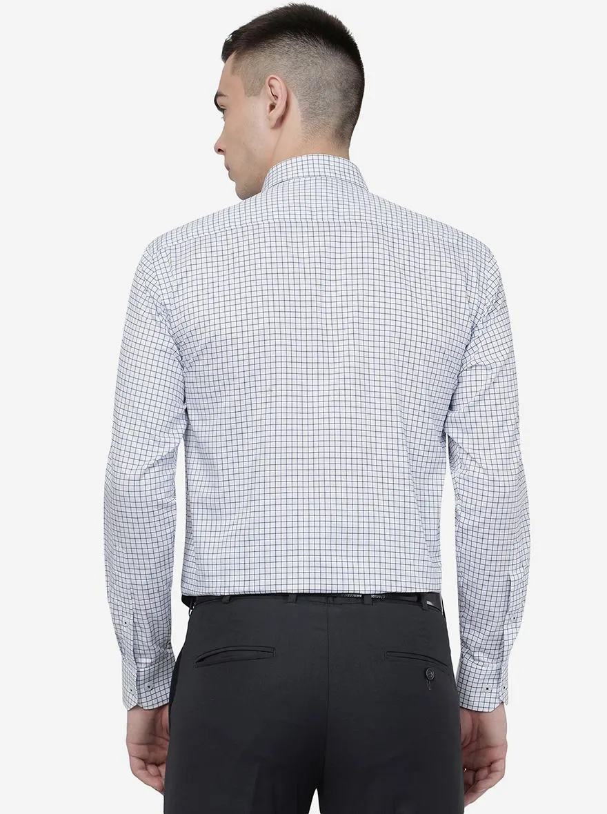 White & Blue Checked Regular Fit Formal Shirt | JadeBlue