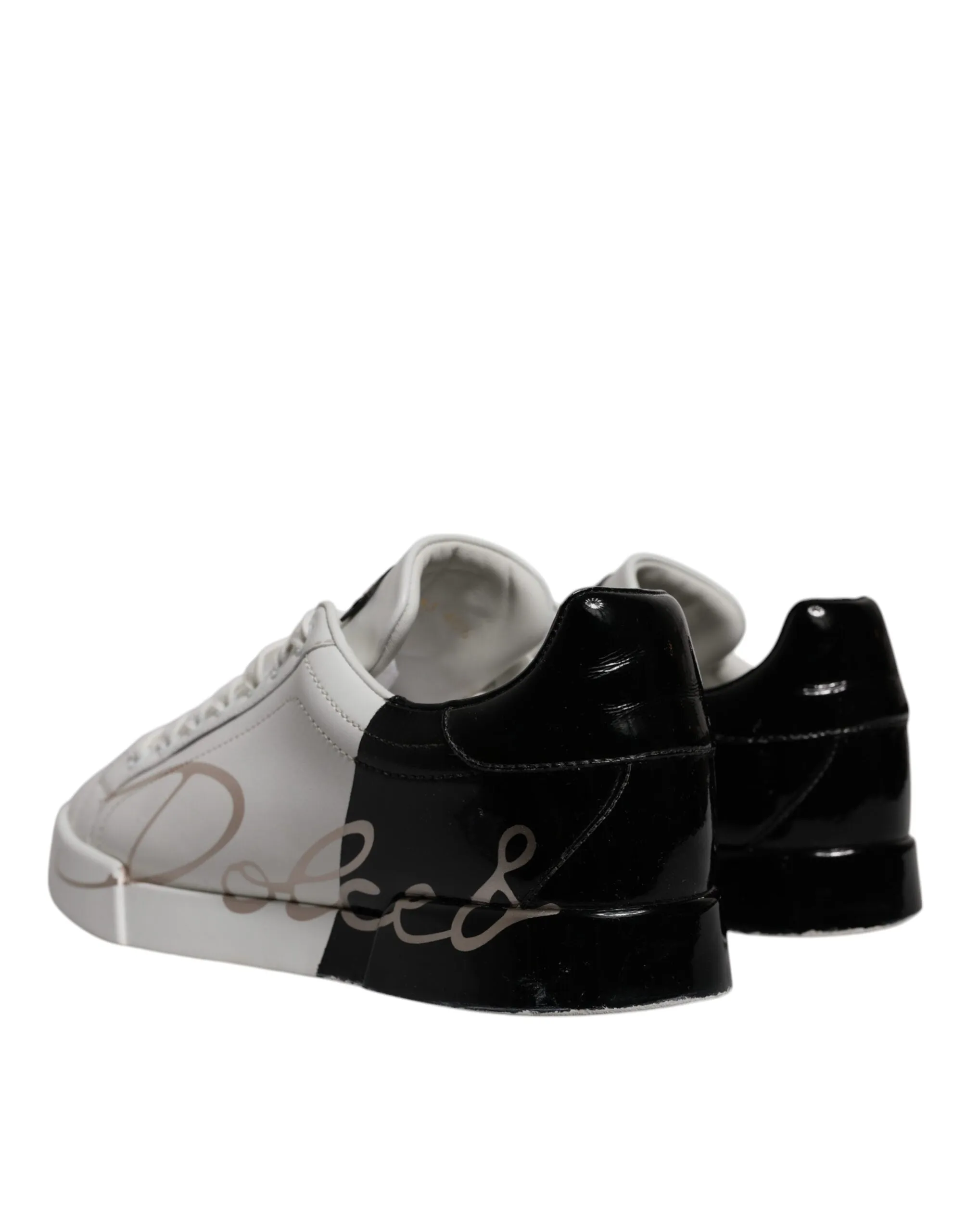 White Black Logo Portofino Sneakers Shoes