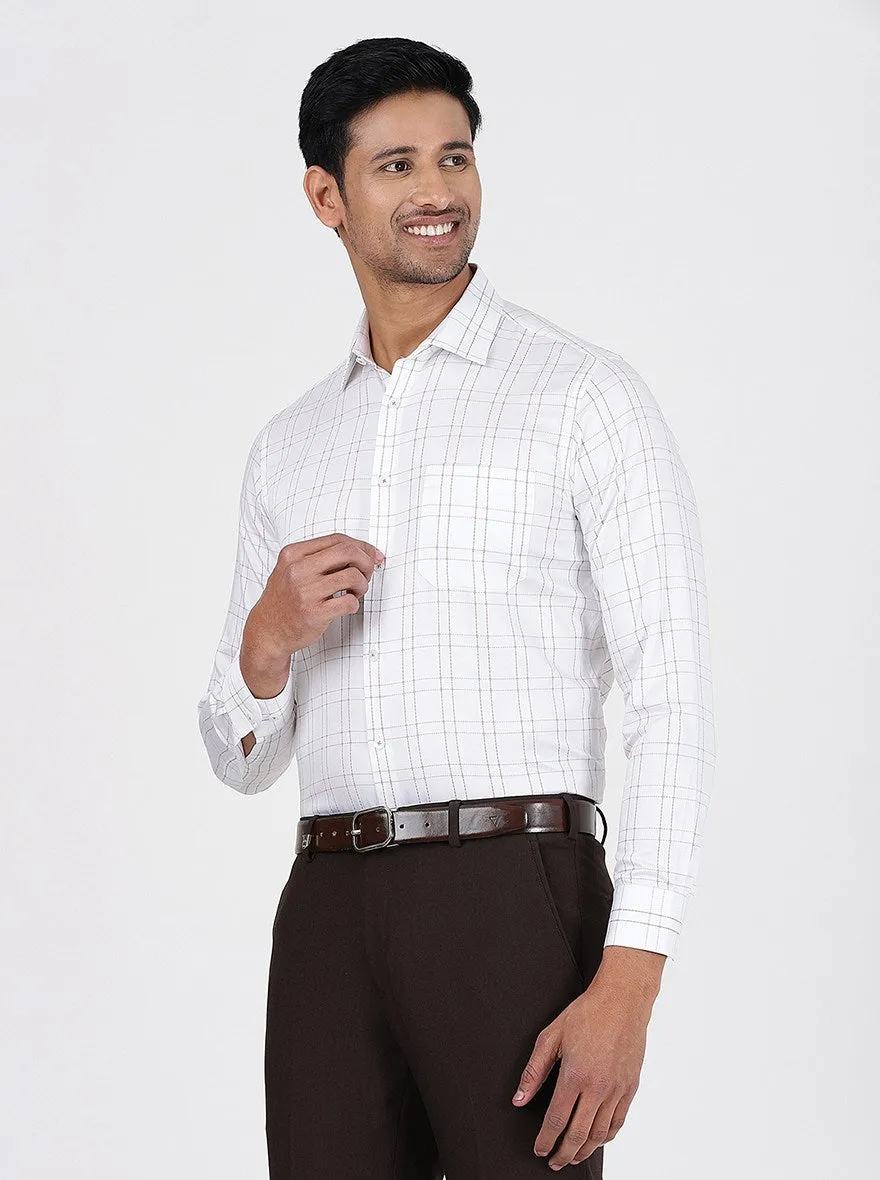 White Checked Slim Fit Formal Shirt | JadeBlue