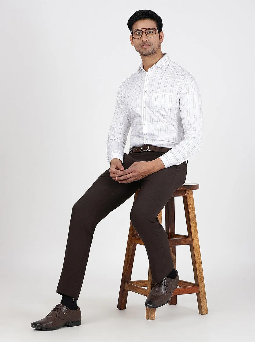 White Checked Slim Fit Formal Shirt | JadeBlue