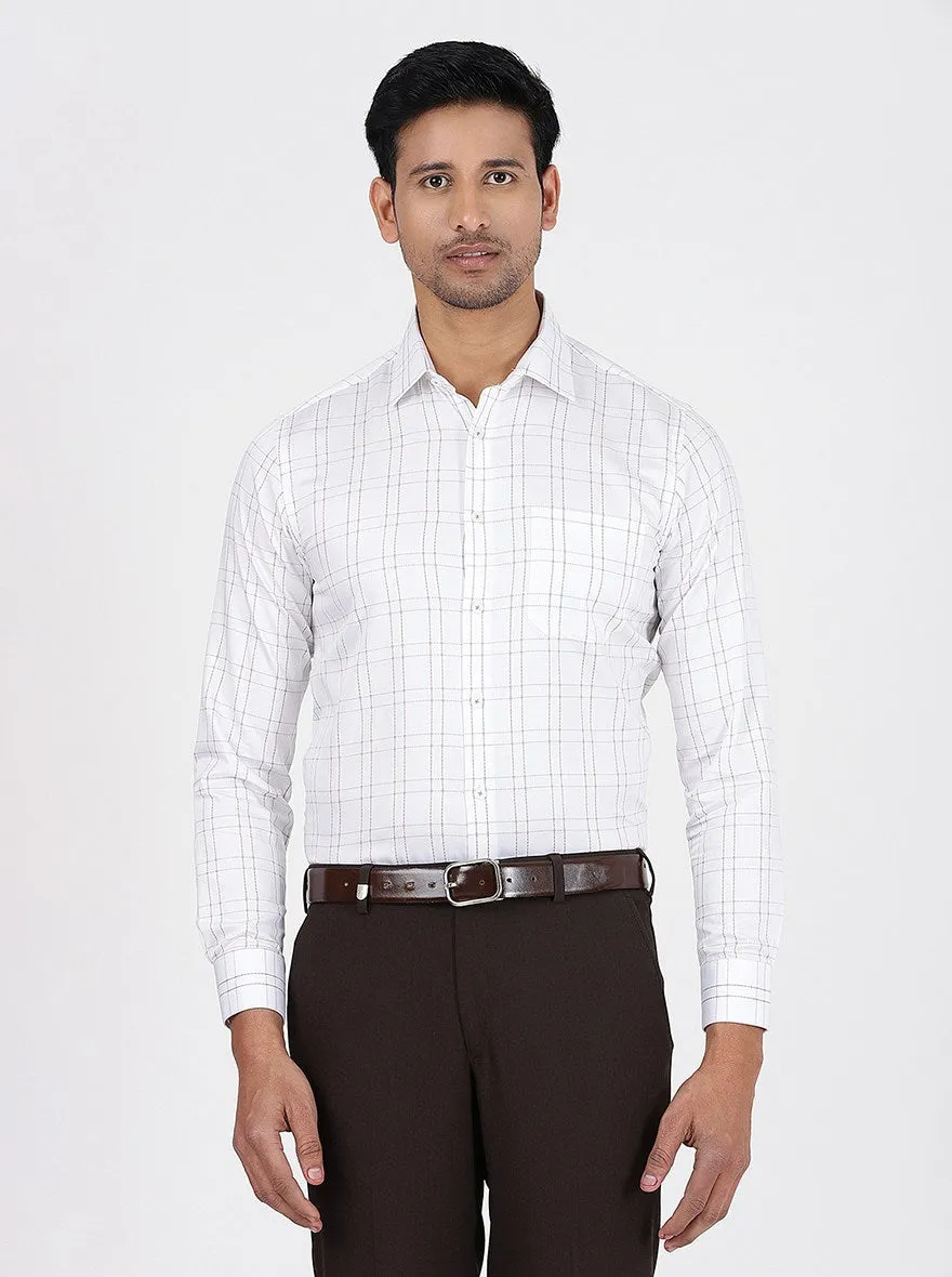 White Checked Slim Fit Formal Shirt | JadeBlue