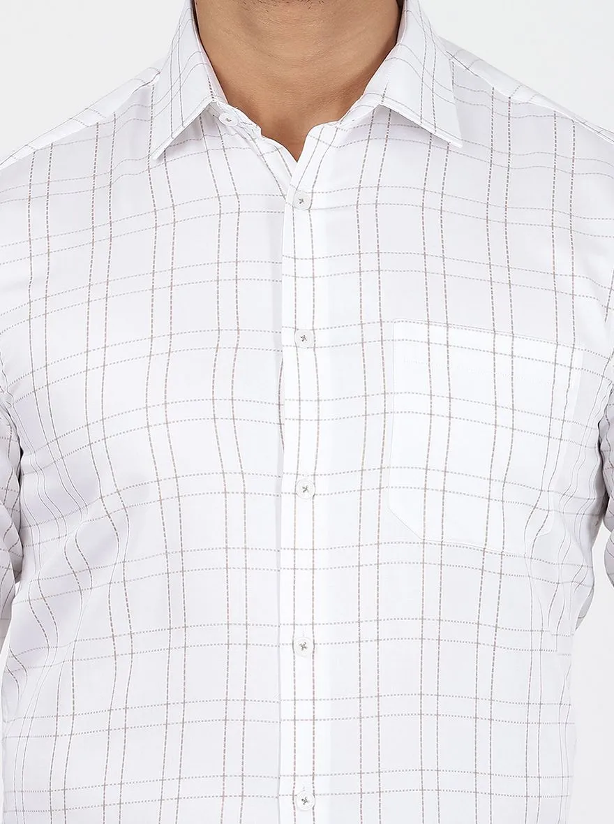 White Checked Slim Fit Formal Shirt | JadeBlue