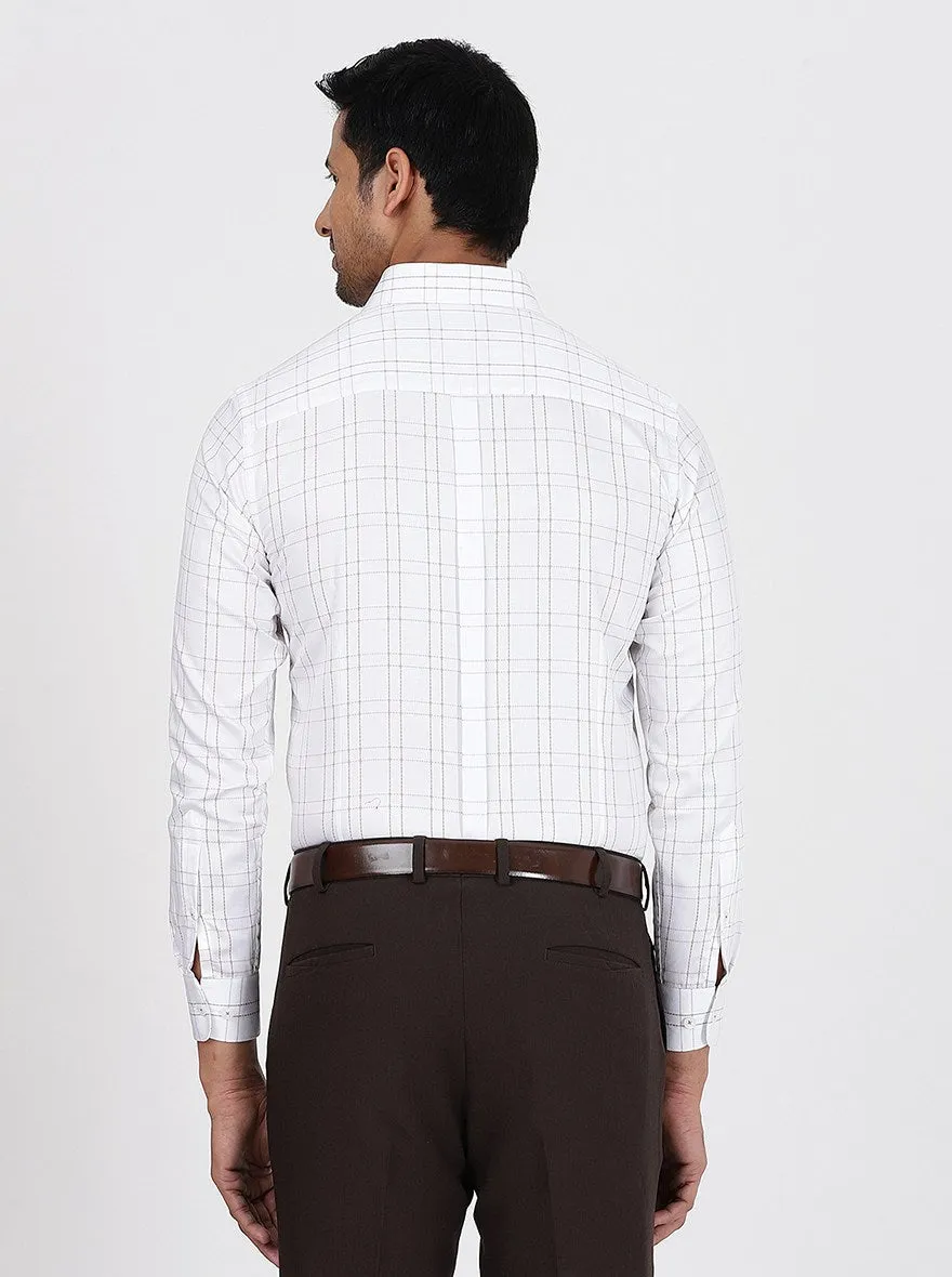 White Checked Slim Fit Formal Shirt | JadeBlue