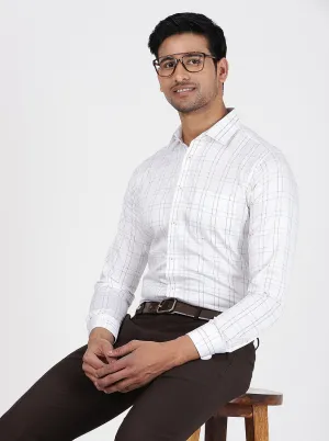 White Checked Slim Fit Formal Shirt | JadeBlue
