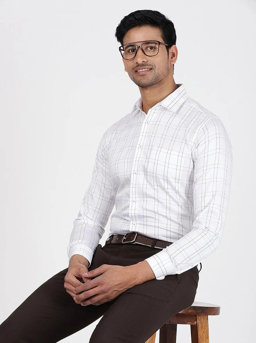 White Checked Slim Fit Formal Shirt | JadeBlue