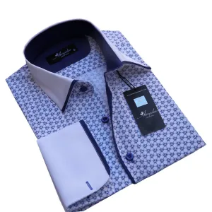 White Design Mens Slim Fit Designer French Cuff Shirt - tailored Cotton Shirts for Work and Casual Wear