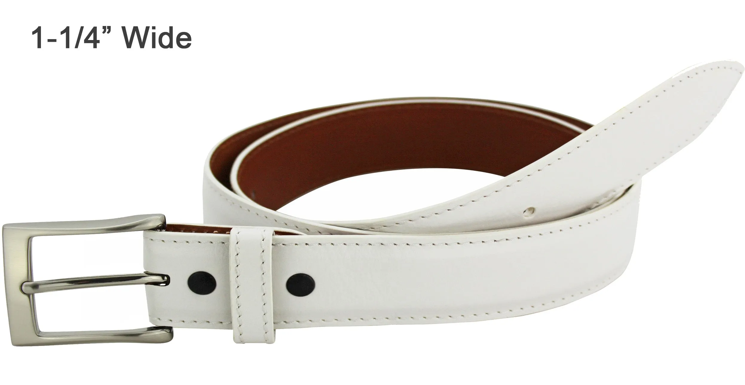 White Italian Calf Leather Designer Full Grain Leather Belt **Made To Order Allow 5 To 6 Weeks To Ship