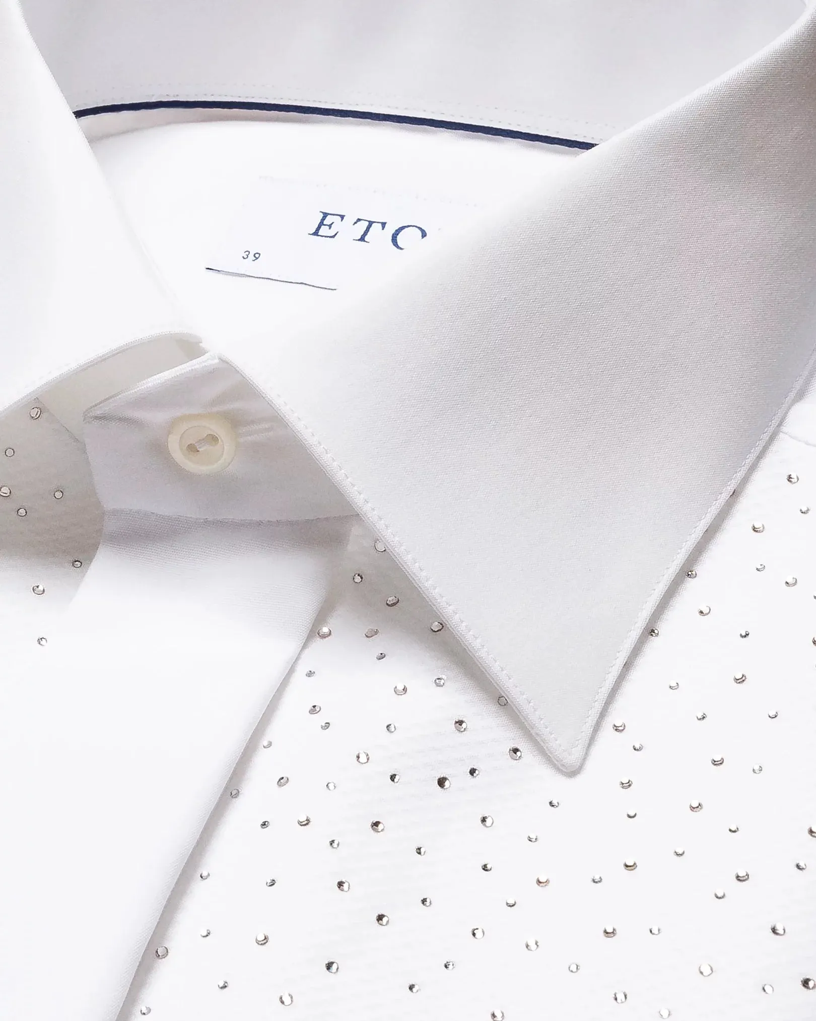 White Piqué Tuxedo Shirt with Swarovski® Crystals