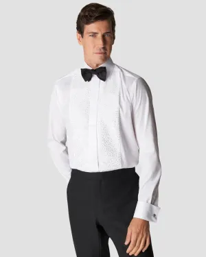 White Piqué Tuxedo Shirt with Swarovski® Crystals