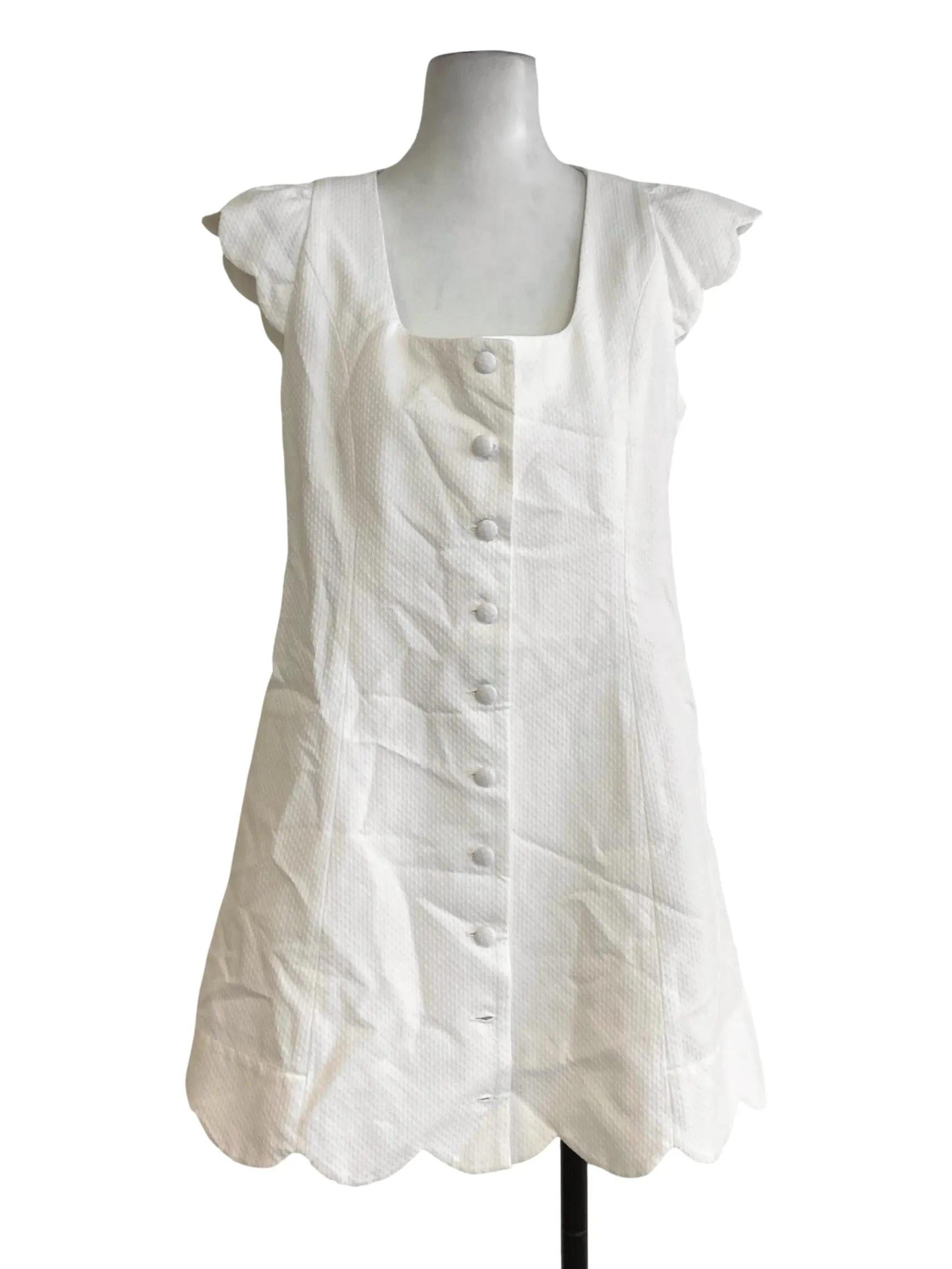 White Square Neck Dress