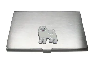 White Toned American Eskimo Eskies Dog Or Samoyed Sammy Dog Business Card Holder