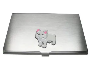White Toned French Bulldog Business Card Holder