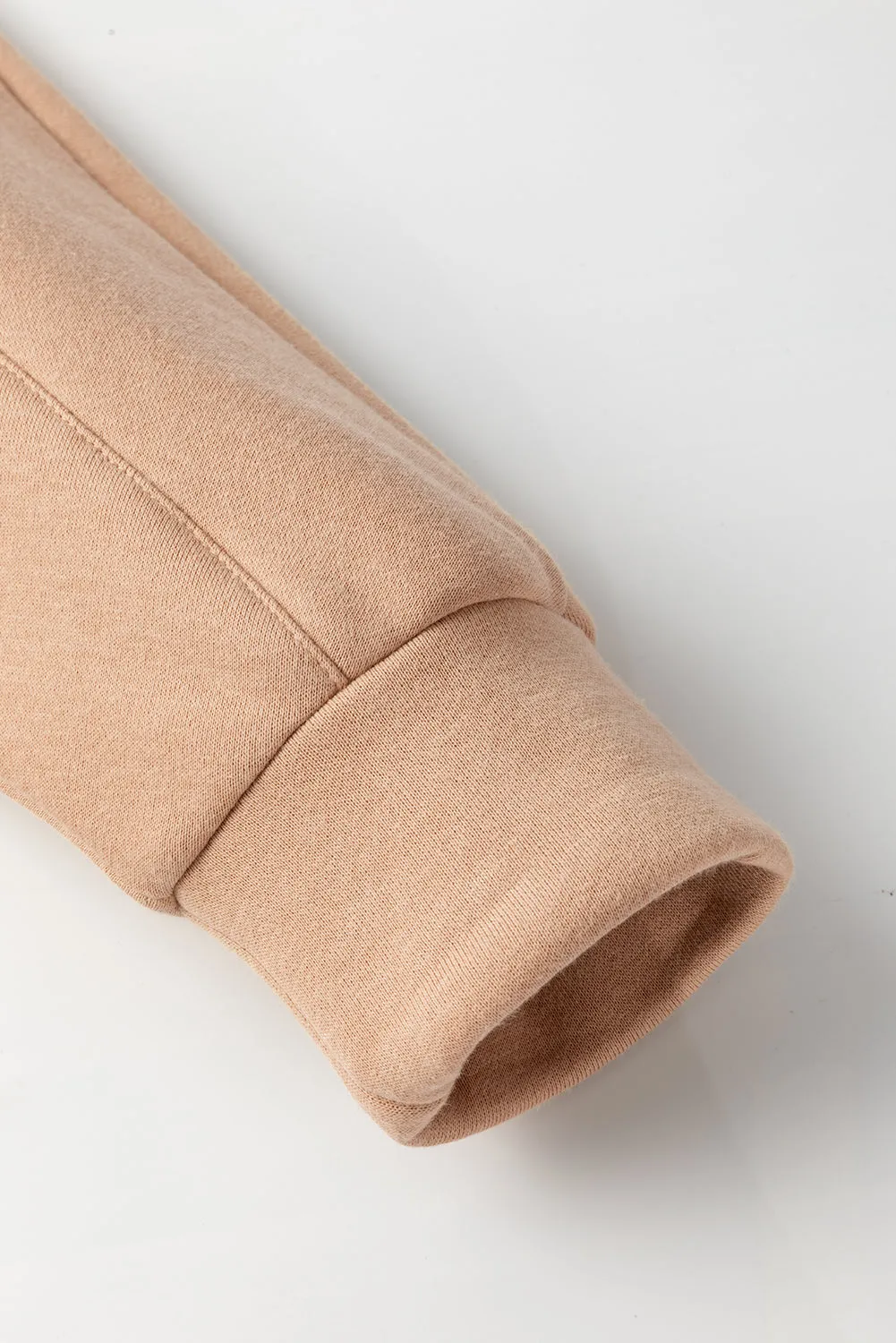 Womens Beige Drawstring Turtleneck Sweatshirt