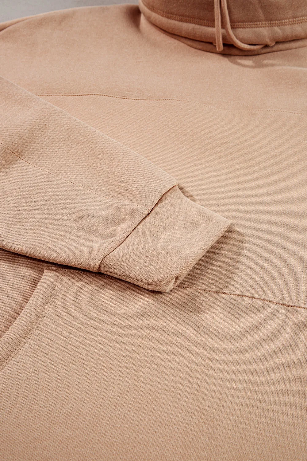 Womens Beige Drawstring Turtleneck Sweatshirt