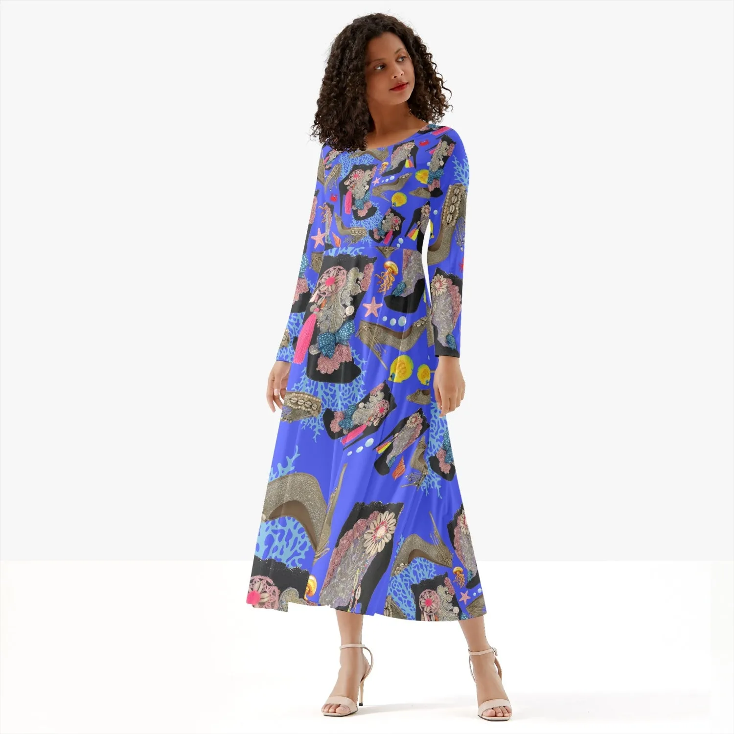 Women's Long-Sleeve One-piece Dress 'Blue Ocean'