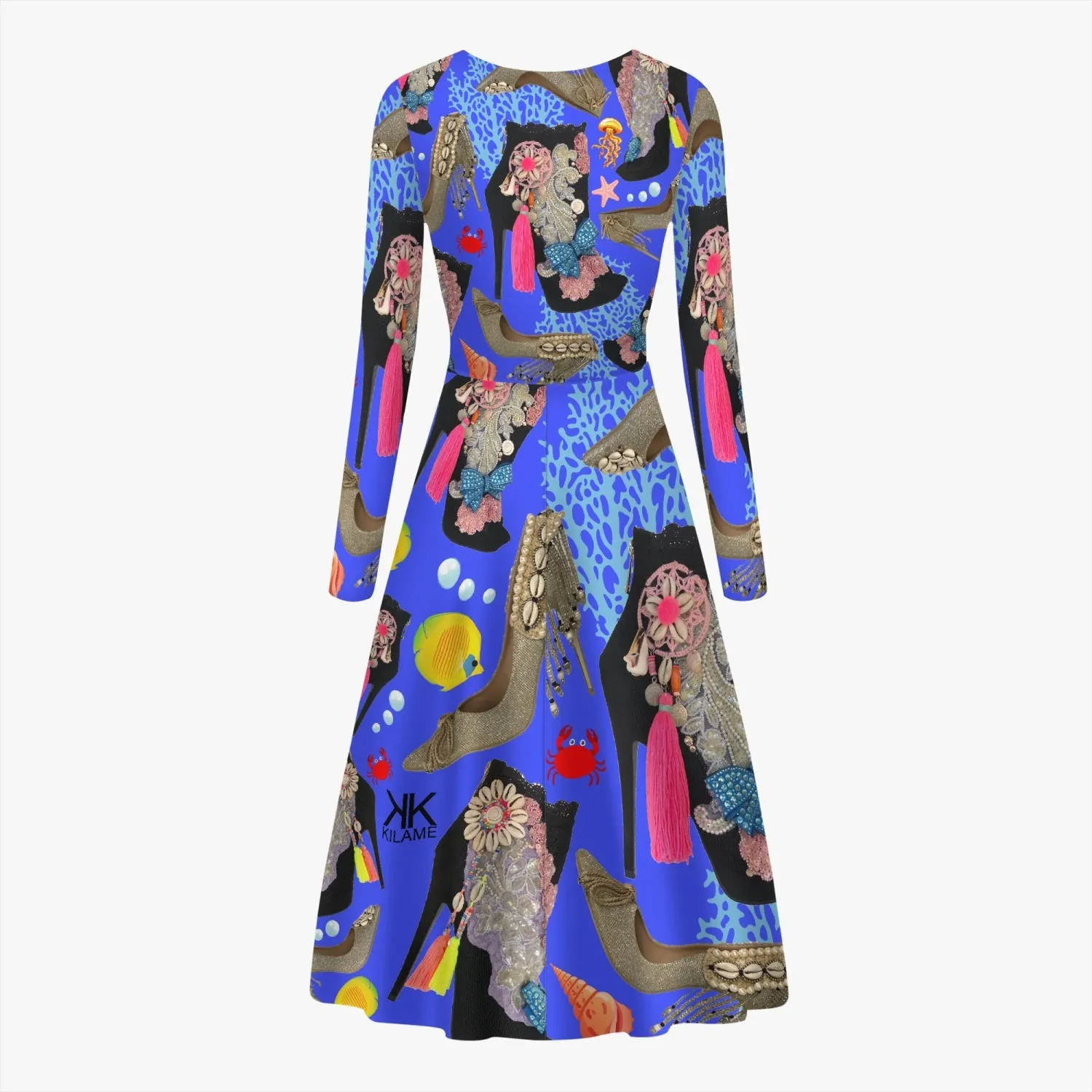 Women's Long-Sleeve One-piece Dress 'Blue Ocean'
