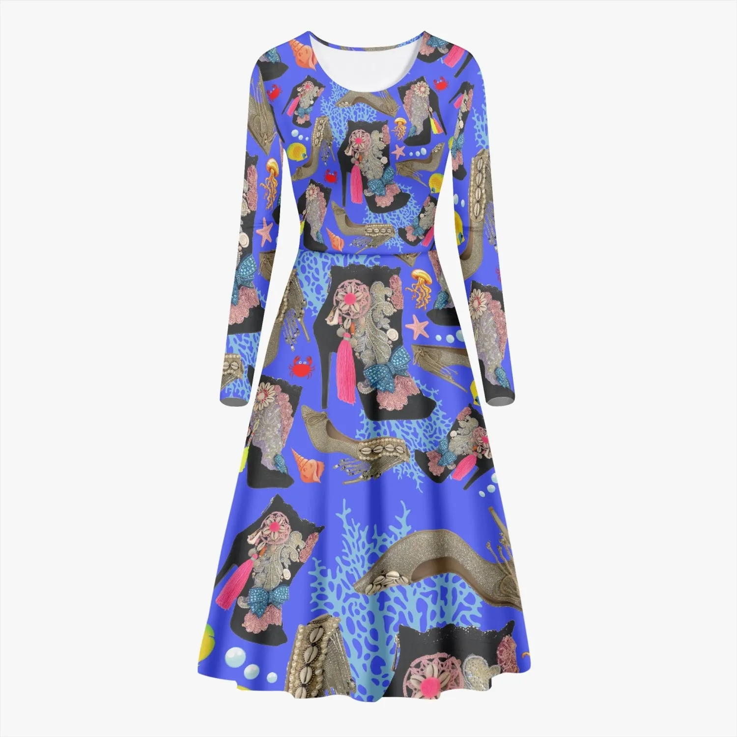 Women's Long-Sleeve One-piece Dress 'Blue Ocean'
