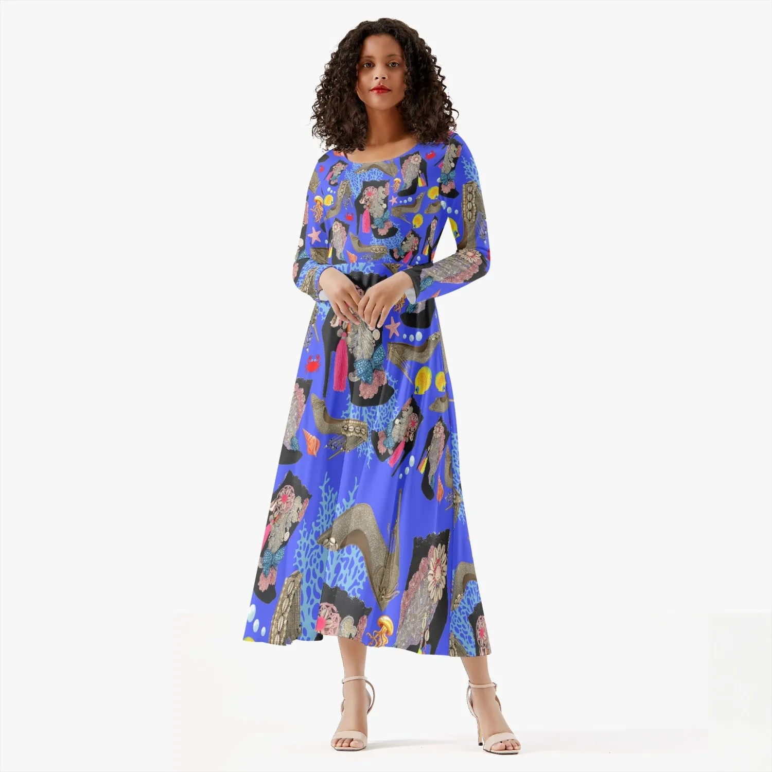 Women's Long-Sleeve One-piece Dress 'Blue Ocean'