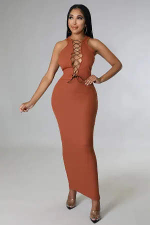 Women's Stylish Ribbed Lace Up Maxi Skirt Set