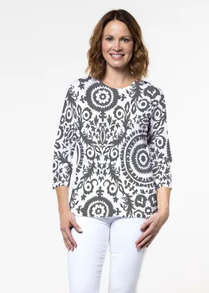 World of Swirls (14265) ~ Signature 3/4 Sleeve Crew Neck Top